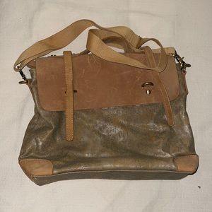 Jesslyn Blake leather satchel canvas and leather metallic color canvas
